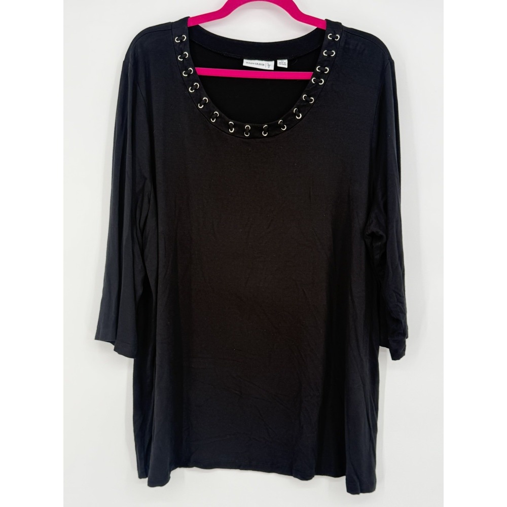 Susan Graver Black 3/4 Sleeve Top 2X